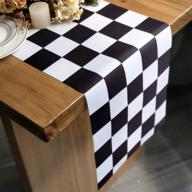 🏁 letjolt black and white polyester table runner: checkerboard racing theme for anniversaries, parties, birthdays, thanksgiving, christmas decorations - 12 x 72 inches логотип
