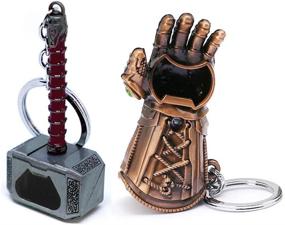 img 4 attached to 🔨 Multi-Functional Thor Hammer and Thanos Glove Keychain Bottle Openers with Nidavellir 2-Pack