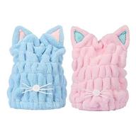 🍊 orangetag 2-piece microfiber hair towel set with cute kitty ears cap - ultra absorbent quick drying wrap for women and girls logo