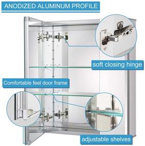 img 1 attached to Framless Double Sided Mirror Door Aluminum Medicine Cabinet - 20 x 24 Inch, Recess or Surface Mount, 2 Doors, Silver