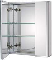 framless double sided mirror door aluminum medicine cabinet - 20 x 24 inch, recess or surface mount, 2 doors, silver logo