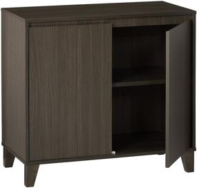 img 1 attached to Oak Gray Console Table with Storage Shelf, 2-Door Cabinet - Kings Brand Furniture