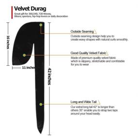 img 2 attached to Набор из 4 мужских бархатных дюрагов Samserot с длинными шелковистыми повязками для улучшенных причесок 360 волн - черный, красный, синий, зеленый - один размер.