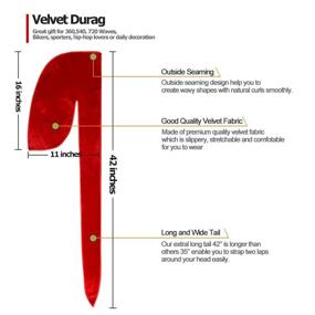 img 1 attached to Набор из 4 мужских бархатных дюрагов Samserot с длинными шелковистыми повязками для улучшенных причесок 360 волн - черный, красный, синий, зеленый - один размер.