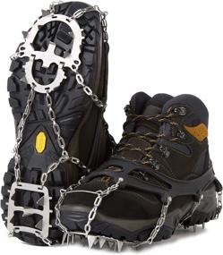 img 4 attached to WANPION Traction Cleats Crampons: Durable Stainless Steel 18-Spike Design for Secure Hiking, Walking, Jogging, Climbing on Ice and Snow