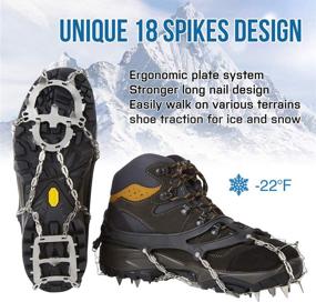 img 1 attached to WANPION Traction Cleats Crampons: Durable Stainless Steel 18-Spike Design for Secure Hiking, Walking, Jogging, Climbing on Ice and Snow