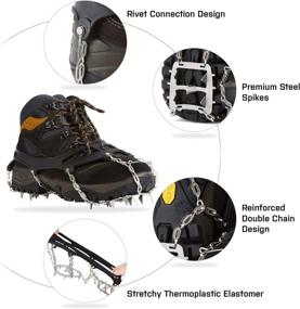 img 2 attached to WANPION Traction Cleats Crampons: Durable Stainless Steel 18-Spike Design for Secure Hiking, Walking, Jogging, Climbing on Ice and Snow