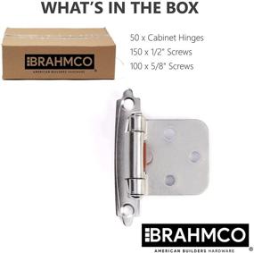 img 3 attached to Brahmco 50 Pack of Brushed Satin Nickel Kitchen Cabinet 🔩 Door Hinges: Self Closing, 1/2 Inch Overlay, Face Frame Flush Mount