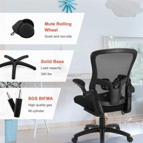 img 1 attached to Black Mesh Office Chair with Adjustable Lumbar Support - Ergonomic Desk Chair, Swivel Computer Chair with Flip-up Armrests, Executive Design, Supports up to 300 lbs