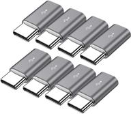 🔌 8-пакет адаптеров micro usb к usb c: совместим с моделями samsung galaxy и lg, macbook, pixel, moto и другими - серый логотип