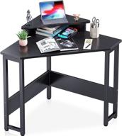 compact odk corner desk: space-saving small desk with sturdy steel frame, 🖥️ monitor stand, and easy assembly - perfect triangle vanity desk with durable wooden desktop! logo