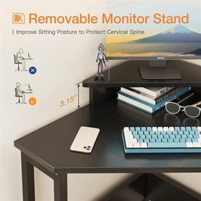 img 3 attached to Compact ODK Corner Desk: Space-Saving Small Desk with Sturdy Steel Frame, 🖥️ Monitor Stand, and Easy Assembly - Perfect Triangle Vanity Desk with Durable Wooden Desktop!