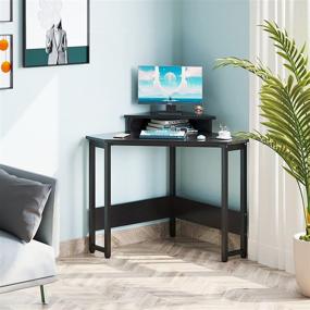 img 1 attached to Compact ODK Corner Desk: Space-Saving Small Desk with Sturdy Steel Frame, 🖥️ Monitor Stand, and Easy Assembly - Perfect Triangle Vanity Desk with Durable Wooden Desktop!