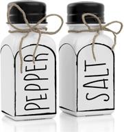 🐔 charming farmhouse salt and pepper shakers: stylish stainless steel lid set, enhancing your tabletop or countertop décor logo