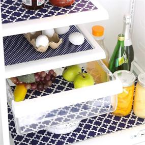 img 3 attached to 🧊 DII Fridge Liner Collection: Non-Adhesive, Cut-to-Fit, 12x24, Navy Blue Lattice - Keep Your Refrigerator Stylishly Organized and Protected