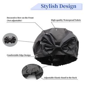 img 1 attached to Aibilye Extra Large Black Shower Cap for Long Hair: Reusable, Waterproof, and Adjustable for All Hair Lengths