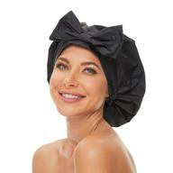 aibilye extra large black shower cap for long hair: reusable, waterproof, and adjustable for all hair lengths logo