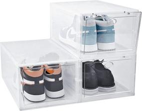 img 4 attached to BYFU 3 Pack Transparent Shoe Storage Box Stackable – The Ultimate Sneaker Organizer for Men and Women