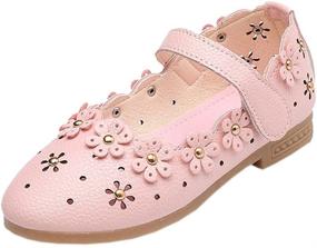 img 4 attached to 🌸 Vokamara Toddler Leather Flowers X Black Girls' Shoes: Stylish Flats for Little Fashionistas
