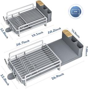 img 2 attached to 🍽️ Набор для сушки посуды и готовки Kitsure - разделочная доска и стеллаж для кухонного стола с системой стокования, расширяемой подношей, держателем для чашек и коробкой для столовых приборов.