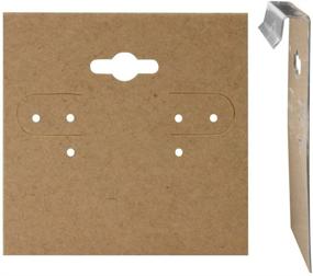 img 2 attached to 📦 Набор из 100 коричневых крафт-бумажных карточек для держателей бижутерии и сережек - 2x2 дюйма
