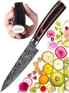 🔪 tesaiga 5-inch paring knife - high carbon stainless steel utility knife - ideal for meat, fruits, and vegetables - pakkawood handle for kitchen chefs logo