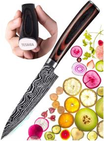 img 4 attached to 🔪 TESAIGA 5-inch Paring Knife - High Carbon Stainless Steel Utility Knife - Ideal for Meat, Fruits, and Vegetables - Pakkawood Handle for Kitchen Chefs