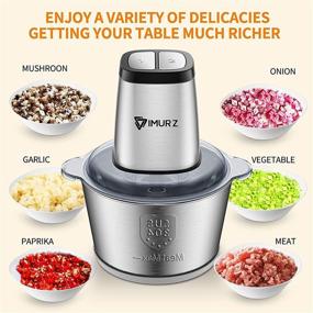 img 3 attached to 🔪 IMURZ Mini Electric Food Chopper - 500W Stainless Steel Meat Grinder Blender for Vegetable, Fruit, Onion, Garlic - 2L Kitchen Food Processor