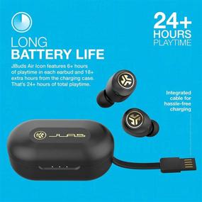 img 2 attached to 🎧 JLab JBuds Air Icon Эксклюзивные беспроводные Bluetooth наушники + зарядный чехол: черный и золотой, защита от пота IP55, Bluetooth 5.0, стерео телефонные звонки, 3 настройки звука EQ