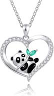 🐼 925 sterling silver panda bear necklace with bamboo heart pendant engraved 'i love you forever' - women's jewelry for enhanced seo logo