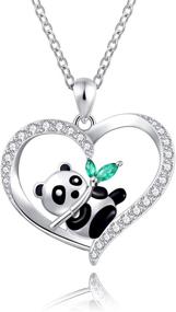 img 4 attached to 🐼 925 Sterling Silver Panda Bear Necklace with Bamboo Heart Pendant Engraved 'I Love You Forever' - Women's Jewelry for Enhanced SEO