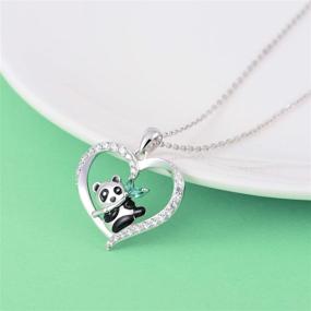 img 2 attached to 🐼 925 Sterling Silver Panda Bear Necklace with Bamboo Heart Pendant Engraved 'I Love You Forever' - Women's Jewelry for Enhanced SEO