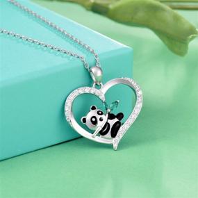 img 3 attached to 🐼 925 Sterling Silver Panda Bear Necklace with Bamboo Heart Pendant Engraved 'I Love You Forever' - Women's Jewelry for Enhanced SEO