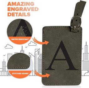 img 2 attached to 🔤 Personalized Travel Accessories: Initial Engineered Leather Letters for Luggage Tags & Handle Wraps