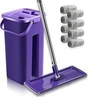 🧹 efficient cleaning solution: flat floor mop and bucket set with 8 reusable microfiber refills, self-wringing & long handle - perfect for home and kitchen cleaning logo