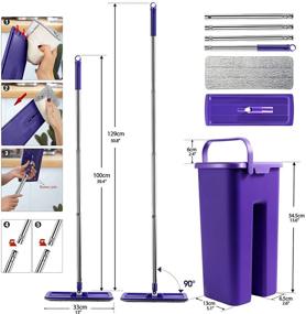 img 3 attached to 🧹 Efficient Cleaning Solution: Flat Floor Mop and Bucket Set with 8 Reusable Microfiber Refills, Self-Wringing & Long Handle - Perfect for Home and Kitchen Cleaning