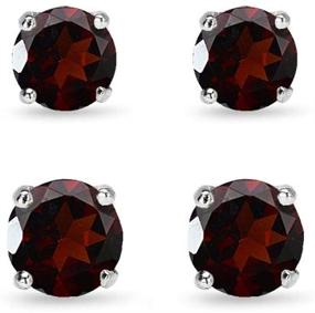img 2 attached to Sterling Silver Round-Cut Garnet Solitaire Stud Earrings - Perfect for Women and Teen Girls