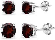 sterling silver round-cut garnet solitaire stud earrings - perfect for women and teen girls logo