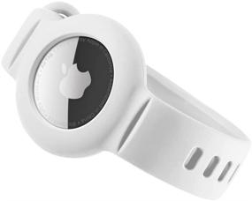 img 4 attached to 🍎 Silicone Apple Airtag Watch Bands: Adjustable Wristband Cases for Airtags - Anti-Lost Locator & Easy Attachment for Toddler, Baby, Kids, Children, & Seniors (White)