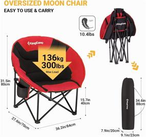 img 2 attached to 🪑 KingCamp Oversized Saucer Round Camping Chair - Portable Padded Outdoor Folding Chair for Adults with Cup Holder, Back Pocket, Carry Bag - Supports Up to 300lbs