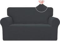 🛋️ stretch jacquard loveseat couch cover - easy-to-clean, 1-piece sofa slipcover with anti-slip foams - soft furniture protector for kids and pets - dark gray, loveseat size logo