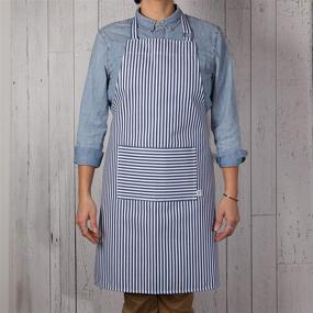 img 1 attached to Фартук кухонный мужской базовый из хлопка Now Designs: узкие полоски в королевском синем цвете для профессионального вида.
