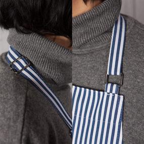 img 3 attached to Фартук кухонный мужской базовый из хлопка Now Designs: узкие полоски в королевском синем цвете для профессионального вида.