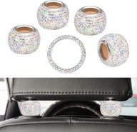 savori car headrest collars head rest rings decor charms bling crystal rhinestone interior decoration accessories for car suv truck 4 pack and ignition button ring sticker 1pack (ab color) logo