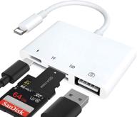 📱 розикло apple mfi сертифицированный адаптер для карт sd tf lightning: 4-в-1 usb otg набор для подключения камеры для iphone 12/11/11 pro/x/ipad, совместимый с ios 9.2-14+ (белый) логотип