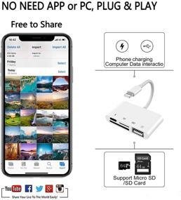 img 3 attached to 📱 rosyclo Apple MFi Certified SD TF Card Reader Lightning Adapter: 4-in-1 USB OTG Camera Connection Kit for iPhone 12/11/11 Pro/X/iPad, iOS 9.2-14+ Compatible (White)