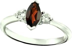 img 4 attached to RB Gems Genuine Gemstone Sterling Silver 💍 Marquise Ring 925, 0.91 Cts, Rhodium-Plated Finish, 8X4 mm