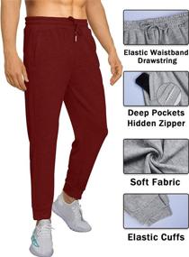 img 3 attached to 👖 Aloodor Men's Lightweight Jogger Sweatpants with Zipper Pockets - Casual Sweat Pants for Everyday Comfort