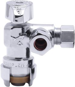 img 2 attached to 🔧 Chrome SharkBite 25558LF 1/2-Inch x 3/8-Inch Dual Compression Outlet Stop Valve with 1/2" Push-to-Connect and 3/8" Dimensions