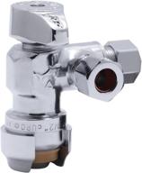 🔧 chrome sharkbite 25558lf 1/2-inch x 3/8-inch dual compression outlet stop valve with 1/2" push-to-connect and 3/8" dimensions logo